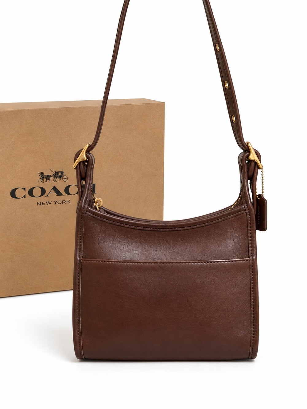 COACH Vintage Small Legacy Zip Mahogany Leather Shoulder Bag Made In Costa Rica